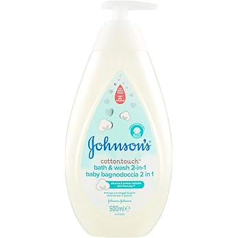 JOHNSON'S Baby, Bain de douche 2 en 1, Cottontouch, pour enfants et nouveau-nés, avec du vrai coton, sans colorants sulfates d'alcool et de savon, plus de larmes, 500 ml