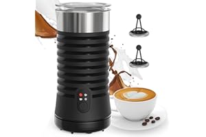Milk Frother Electric, HERILIOS 4-in-1 Milk Frother for Hot and Cold Milk Foam, Coffee Latte Cappuccino, Automatic Shut-Off Milk Container