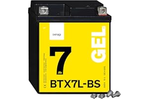 Denagi 50614 GEL BTX7L-BS Motorradbatterie 12V 7Ah, Ersetzt YTX7L-BS, wartungsfrei versiegelt vorgeladen