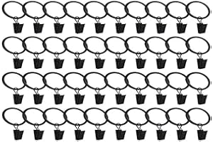 NOBRANDED 40 Piezas Anillos de Cortina, Clips de Cortina Anillos Decorativos de Metal para Cortinas Diámetro Interior de 3.8cm Pulgadas, Negro