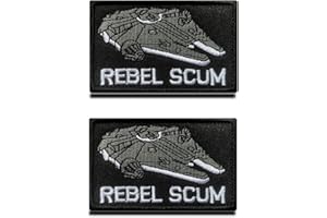 ZCKETO Pack of 2 Military Tactical Patches for Film Rebel Scum The Spaceship UFO Embroidery Funny Morale Emblem Tags Patch for Indoor Collect or Outdoor Activity