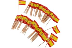 P Prettyia 100pcs Bandera de Alemania/Grecia/Australia/Canadá/España de Palillos para Aperitivos - España