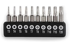 Gunpla 10 Pieces 4mm Torx Screwdriver Star Bit Set Precision Head Security Bits Hex Shank CR-V Steel Quick Release Shank for Easy Attachment Electronic Repair T3 T4 T5 T6 T7 T8 T9 T10 T15 T20