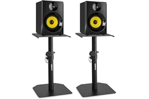 Vonyx SMN40B monitores Estudio Activos 100W con Soportes SMS10, Control Graves/Agudos, Amplificador Integrado, Altura Ajustable, Set Ideal para DJs y producción Musical