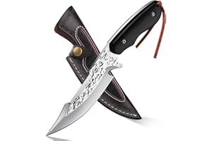 Dream Reach couteau forgé à la main pour l'extérieur en acier D2 de haute qualité Couteau de camping survival Full Tang avec étui en cuir véritable Poignée en ébène pour la randonnée BBQ