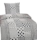 2 Bettbezüge 135x200 cm mit Reißverschluss, 2 Kissenbezüge 80x80 cm mit Reißverschluss, 2 Spannbettlaken 90-100x200 cm mit Rundumgummizug