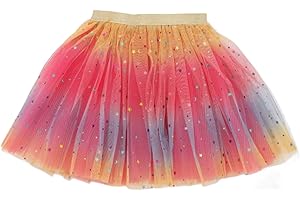 Zundo Tutu Fille Fille Motif Brillant pour Danse Jupe Tulle Jupes de Princesse Arc en Ciel Panneau Extérieur de Gaze Ballet Tutu 3-8 Ans