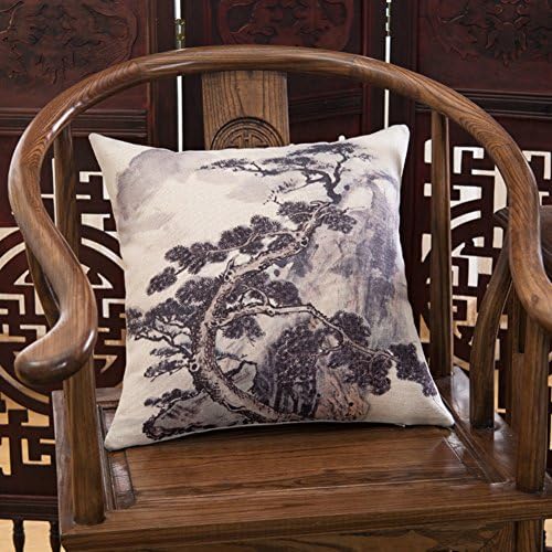 Landscape sofa cushions/ Chinese-style pillow/ cotton padded pillow/ round Chair lumbar cushion/ bedside cushion -C 45x45cm(18x18inch)VersionA