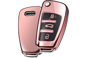 ‎OATSBASF OATSBASF Schlüsselhülle Geeignet für Audi,Autoschlüssel Hülle für A1 A3 A4 A6 Q3 Q5 Q7 S3 R8 TT Silicone TPU Schutzhülle (D-Roségold)