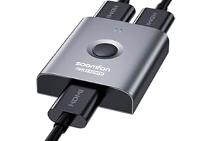HDMI Switch HDMI Splitter 4K@60Hz - SOOMFON HDMI 2.0 Bidireccional Duplicador 1080P@120Hz Aluminio Conmutador 2 Entrada a 1 Salida HDR/VRR/3D/HDCP2.2, para Firestick/TV/Xbox/HDTV/PS4/5/Switch/DVD, etc