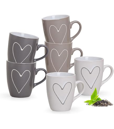 4er Set Keramik-Kaffeetassen – 300 Ml, In Schwarz, Grau, Beige & Weiß, Spülmaschinenfest & Mikrowellengeeignet