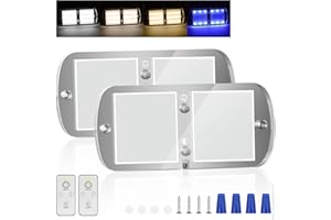 URAQT Luces interiores Led, 12V luces autocaravana,800LM 72 luces LED de interior coche,interruptorcon a distancia,Luces de Techo Regulables 8 modos para Camper Van RV Motorhome Furgoneta(2 pcs)