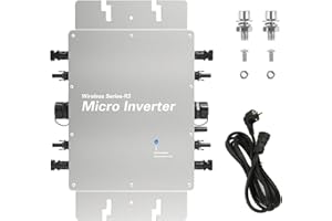 BreeRainz Micro Wechselrichter, PV Mikro-Wechselrichter Mit IP65 Wasserdicht Niveau, Solar Wechselrichter Inverter Mit WLAN, Netzeinspeisung Funktion, Für 2 Solarmodule und Balkonkraftwerk (1600W)