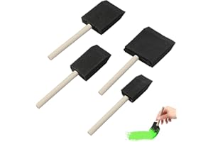 AMANDELIZABE 4 Stück Schwammpinsel Malutensilien Set Schwamm Schaum Pinsel Farb Schwammpinsel mit Holzgriff Schaumstoffpinsel Farbapplikator Malschwammstempel Malzubehör für DIY Bastelprojekte, 4 Größen