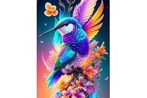 CLYCTIP 5D Hummingbird Diamond Painting Kits for Adults and Beginners, DIY Diamond Art Kits Round Full Drill Gem Painting Art and Crafts for Wall Decor Gift 12 * 16 inch