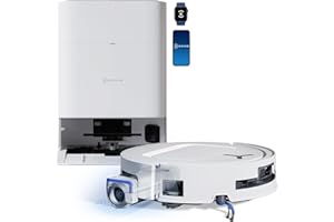 ECOVACS DEEBOT T80 Omni Aspirateur Robot Laveur, 18 000 Pa, Nettoyage Automatique instantané OZMO Roller, ZeroTangle 3.0, Lavage à l'eau Chaude 40-75 ℃, Séchage à air Chaud, Blanc