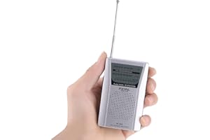 LAZMIN112 Portable Radio, AM FM Battery Operated Personal Pocket Radio, Built-in Speaker, Standard Earphones Jack, Telescopic Antenna