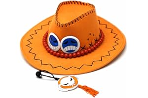 CosplayStudio Puma D. Ace - Sombrero de One Piece con cordón de perlas y smilies