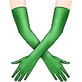 Quelcc Long Gloves, Satin Gloves, Stretchy Elbow Length Gloves, Long Gloves for Women for Costume Evening Opera Bridal Party Wedding Prom
