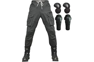 SHAIYOU Mens Motorcycle Pants,Motorbike Trousers Heavy Duty Biker Jeans Protections Combat Touring Trouser Armoured Cargo Pants with Zip Pockets (Grey,M)