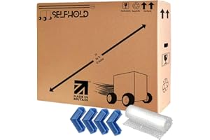 SELFHOLD TV Boxes Kit for Moving House with Foam Corners & Bubble Wrap- Available Size 22 inch to 85 inch - Double Wall Solid Cardboard TV Box for Packing, Storing, Shipping | With Handles and Extra Strength