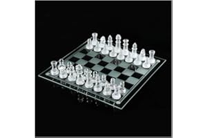 NUODWELL Set di scacchi in vetro smerigliato/lucido, scacchiere con fondo imbottito, in cristallo, per giovani adulti e adulti (bianco), per 2 giocatori