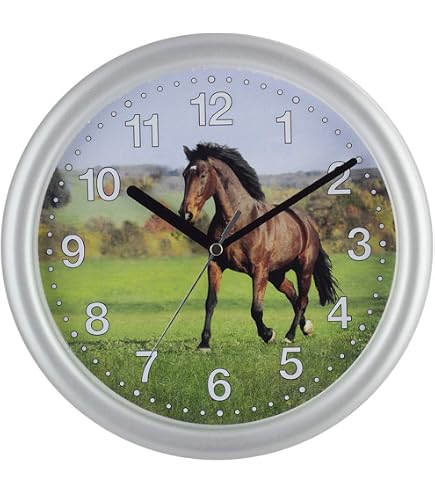 Orologio Da Parete Eurotime 25 Cm - Quadrante Trasparente Con Cavallo - Silenzioso Senza Ticchettio - 2
