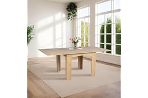 Hallowood Furniture Newquay Oak Effect Extending Flip Top Table, Wooden Fold Away Folding Dining Table with Extendable Leaves, Perfect for Home, Kitchen and Restaurant
