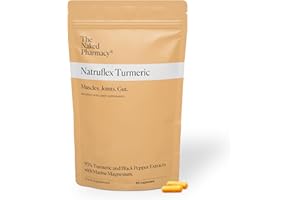 The Naked Pharmacy | Natruflex | Joint & Muscle | Aids Sports Performance | Natural Turmeric and Black Pepper Capsules | High Strength | No Additives | Vegan | 60 Capsules