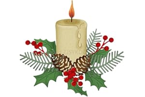 LZJSYKDQ Candle Die Cuts for Card Making, Christmas Leaves Metal Cutting Dies for Paper Scrapbooking, DIY Stencils for Album Party Wedding Festivals Decoration