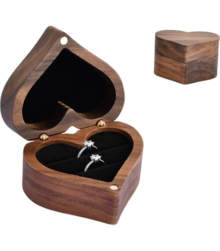 Scatola Porta Anelli in Legno per Fidanzamento e Matrimonio, Esposore