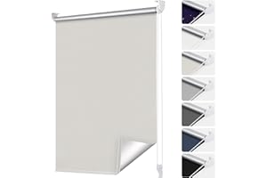 ‎SMARTDEMO smartdemo Verdunklungsrollo ohne Bohren & mit Bohren, Klemmrollo Fensterrollo Creme 100x140cm(BxH), Thermorollo Sichtschutz und Sonnenchutz, Klemmrollo rollos für Fenster & Tür