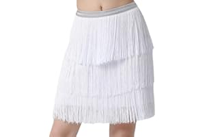 YM YOUMU Donne Elastico Vita 3 Strati Nappe Latino Danza Gonna per Tango Samba Rumba Ballroom Pratica Dancewear