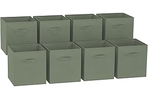 GREATOYAR Juego de 8 Cajas de Almacenamiento, Cajas de Almacenamiento de Tela, Cubos de Almacenamiento Plegables, Cajas de Juguetes Plegables, Cajas de Organización, 31x31x31cm,Verde Oscuro,8 Unidades