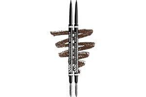 NYX Professional Makeup Crayon à Sourcils Micro Brow Pencil, Crayon Ultra-Fin Double-Embout avec Mine Rétractable et Goupillon, Lot de 2, Teinte : Brunette (06)
