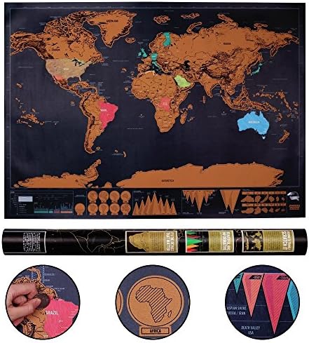 Scratch Map XXL, Personalized Scratchable World Map Travel Tracker Poster, Perfect Gift for Travelers and Geography Enthusiasm, 82.5 x 59 cm