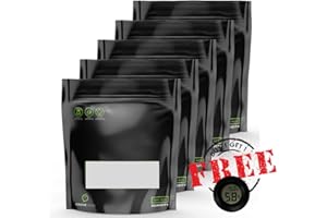 NIPORO 5 Stück für 100g Terploc Grove Bags incl. 1 Hygrometer Einschweiß- und Zipbeutel mit Feuchtigkeitskontrolle Weed Humidor Beutel mit relativer Luftfeuchtigkeit zwischen 58 und 62% (5, 100 Gramm)