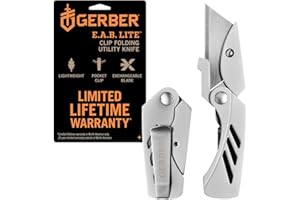 Gerber Nóż Cutter, EAB Utility Lite, składany, długość ostrza: 3,8 cm, stal nierdzewna, srebrny, 31-003036