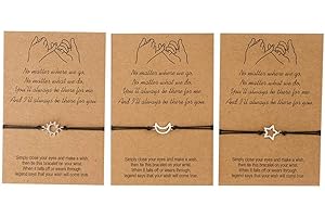 Hai Lan 3 pezzi Best Friend Braccialetti coordinati Braccialetti coordinati a distanza Best Friend Sun Moon Star Charm Amicizia Promessa Bracciale Corda Bracciale Gioielli Regali per donne Ragazze