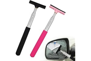 JNBGTU 2Pack Retractable Car Rearview Mirror Squeegee, Portable and Non-Damaging Side Mirror Cleaner, Telescopic Window Wiper for Clear Vision in Rain and Fog, 22-98 cm
