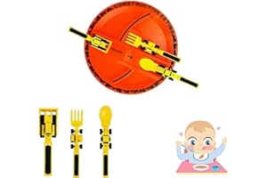 AUMUDE Creatively Kids Dining Tool Set, Construction Themed Toddler Utensils Toddler Plates, Construction Fork and Spoon for Kids, Toddler Plates and Utensils Set, Toddler Forks and Spoons (1 Set)