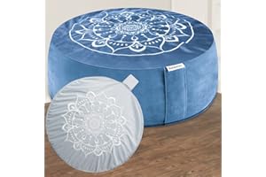 ‎HIHEALER Hihealer Meditationskissen mit Zusätzlichem Samtbezug – Großes Traditionelles Tibetisches Meditationskissen, Yoga Bodenpolster, Zafu gefüllt mit Buchweizenschalen, Frauen