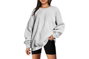 Snakell Womens Sweatshirts Long Sleeve Crewneck Plain Jumper Top Solid Color Pullover Comfort Warm Ladies Jumper Tops with Pockets