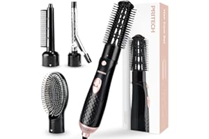 PRITECH Hair Dryer Brush, Hot Brush for Hair Styling - Light Weight Blow Dry Hair Brush with 2 Heat Speed & 1 Cold Wind Hot Air Brush for Short Hair, 4 in 1 Hot Comb Hair Styling Appliances