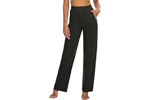 HAPYWER Jogginghose Damen Baumwolle mit Taschen Yogahose Lang Sporthose Tall Freizeithose High Waist Sweathose Weites Bein Bequem Schlafanzughosen