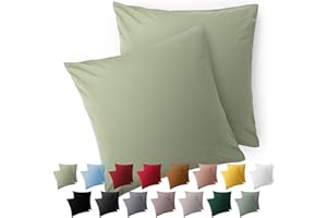 Blumtal Kissenbezug 40x40 cm - 2er Set Kissenbezüge, Hellgrün, Kopfkissenbezug aus weichem Mikrofaser - waschbare Kissenhülle, Oeko-TEX Zertifiziert - für Kissen 40x40 cm