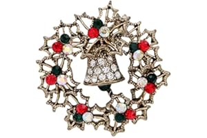 IMINI Vintage Filigrana Campana di Natale Corona CZ Spille per donne ragazze tono oro moda colorato cristallo austriaco Ab strass fascino spilla pin accessori partito gioielli souvenir regali e Lega