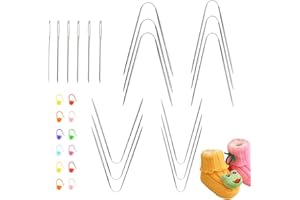 MOROCKET Rundstricknadeln Set 21cm, 12 STK Hohler Edelstahl Stricknadeln, Sticknadeln Und Maschenmarkierer, Stricknadeln Für Socken, 2mm/2.5mm/3mm/4mm, Geeignet Für Socken Handschuhe Hüte und Ärmel