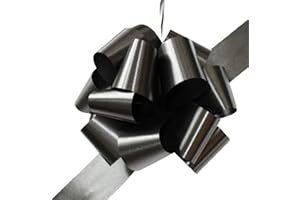 WITTY CUTIES Large Pull Bows for Gifts Wrapping Ribbon Bows Black Present Wrapping Bows Pompom Gift Bows Wreath Making Crafting Wedding Basket Flower Bouquets Pack of 5