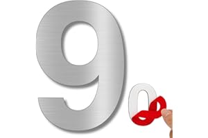 LEIASA | Numéro Adhésif Maison - 150 mm - Acier Inoxydable 304 - Nº 9 - Numéro Hôtel - Numérotation Appartement Portes - Numéro Adresse Maison - Extérieur et Intérieur - Gris 9 (9, 150 mm)